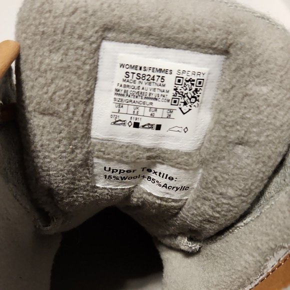 Women's Sperry Saltwater Duck Rain Boot Wool Embossed Thinsulate Gray US Size 9 - Picture 10 of 11